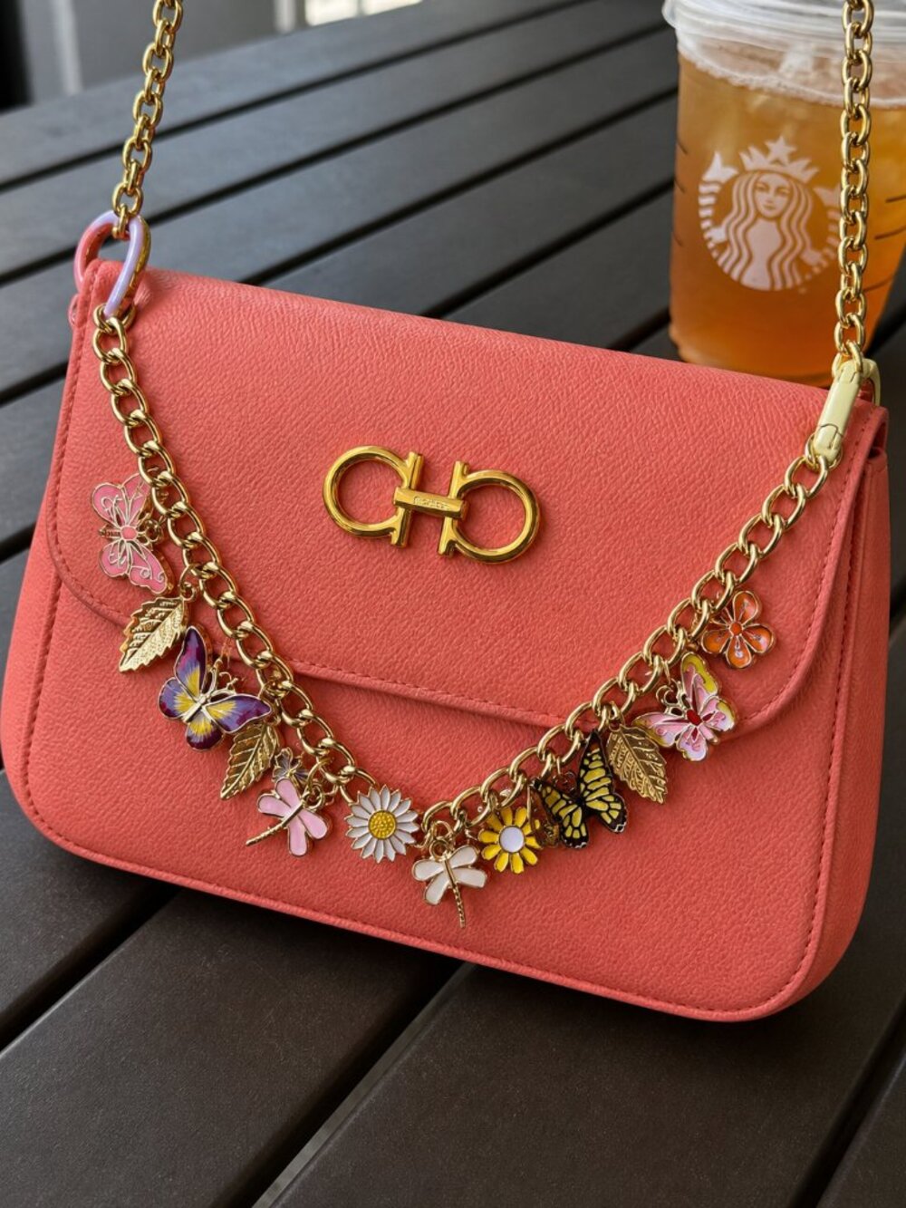 Gold Butterfly Charm Bag Chain